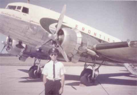 1963 Bob in front of Frontier Airlines DC-3